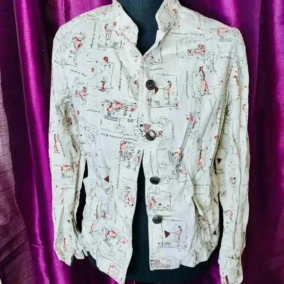 💜 2/25 Christopher & Banks Spring Design White Jacket - Picture 2 of 5